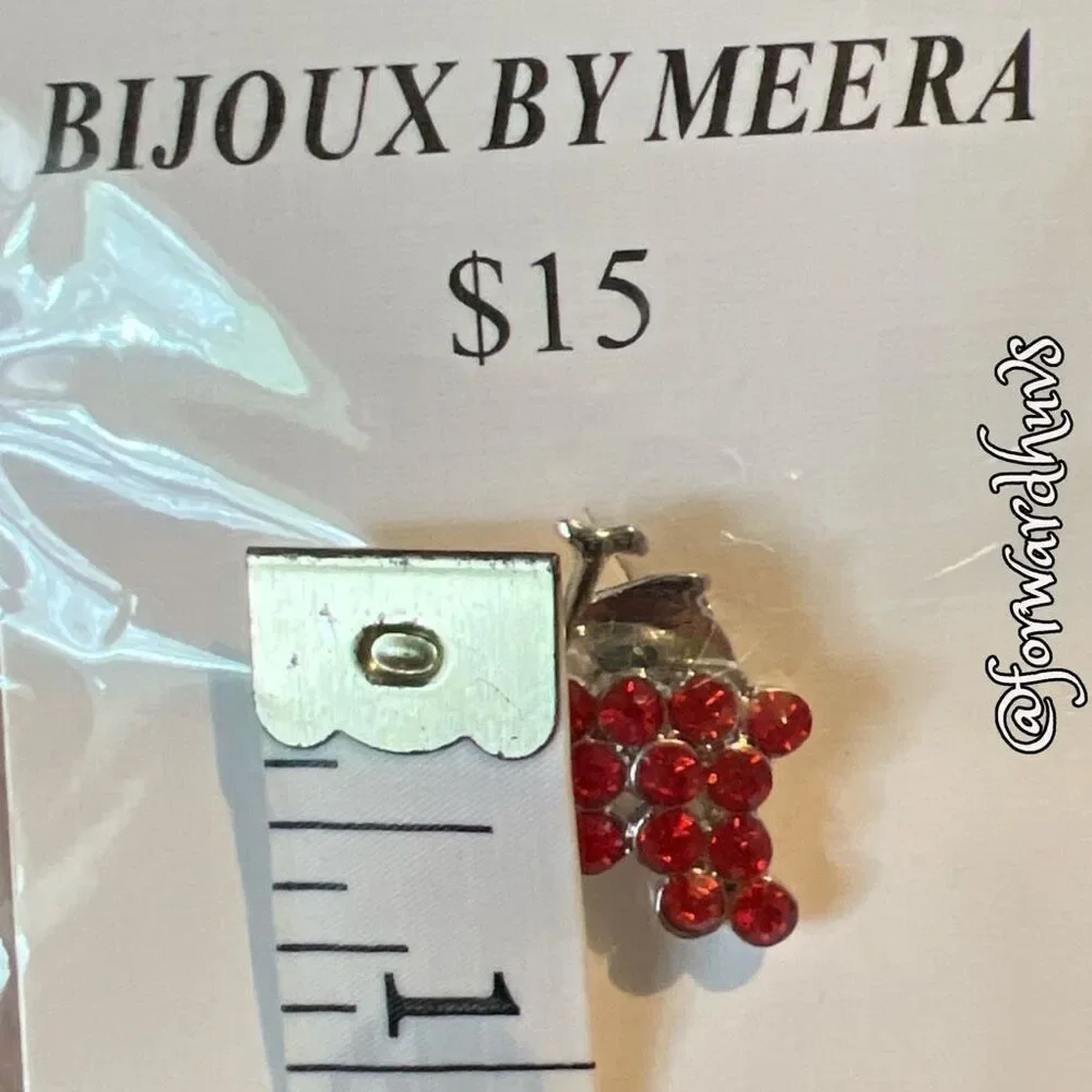 Bundle Sale 3 for $15 | Bijoux by Meera Silver Tone Red Berry Cluster Pin